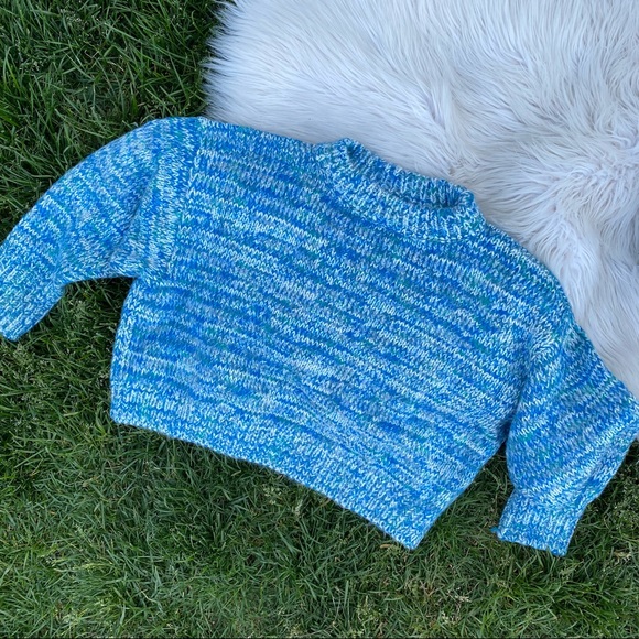 Lou & Grey teal crop boxy crewneck sweater XS - Picture 4 of 5